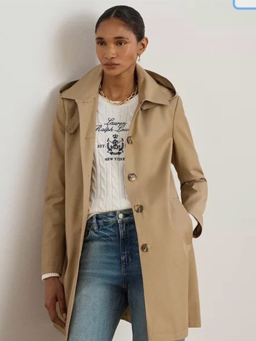 Ralph Lauren Crested Single-Breasted Trench Rain Coat Balmacaan